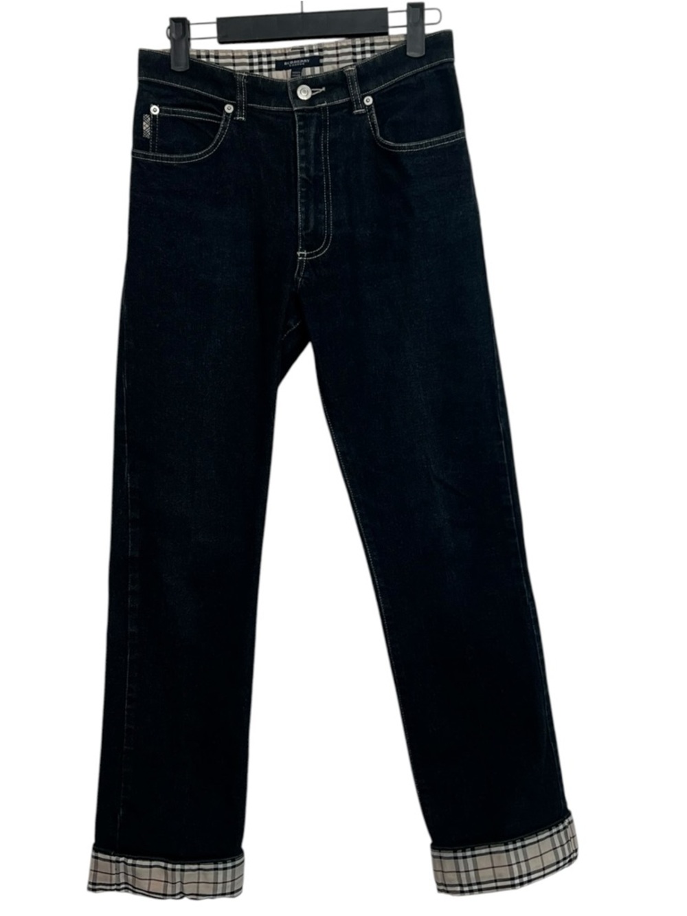 Burberry London Women’s Jeans UK 6 US 4 Dark Wash Straight Plaid Cuff Denim